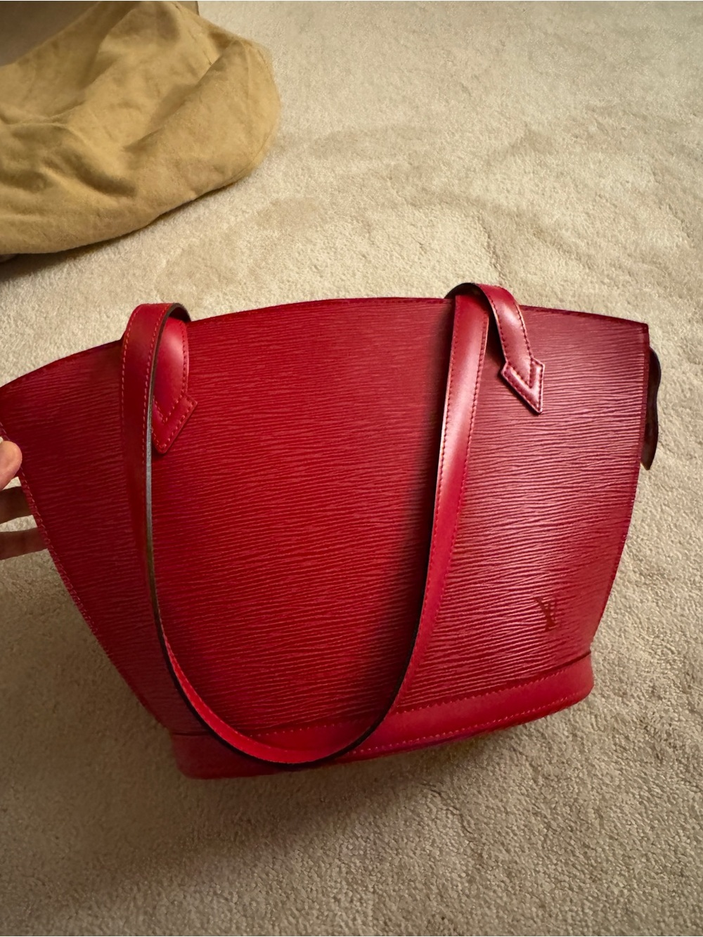 Louis Vuitton Saint Jacques Shoulder Bag Red Epi Leather Authentic